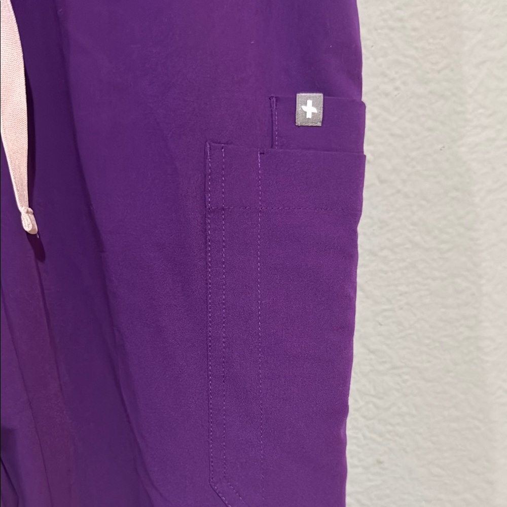 Figs Women's Purple Drawstring Cargo Jogger Pants - Picture 3 of 16